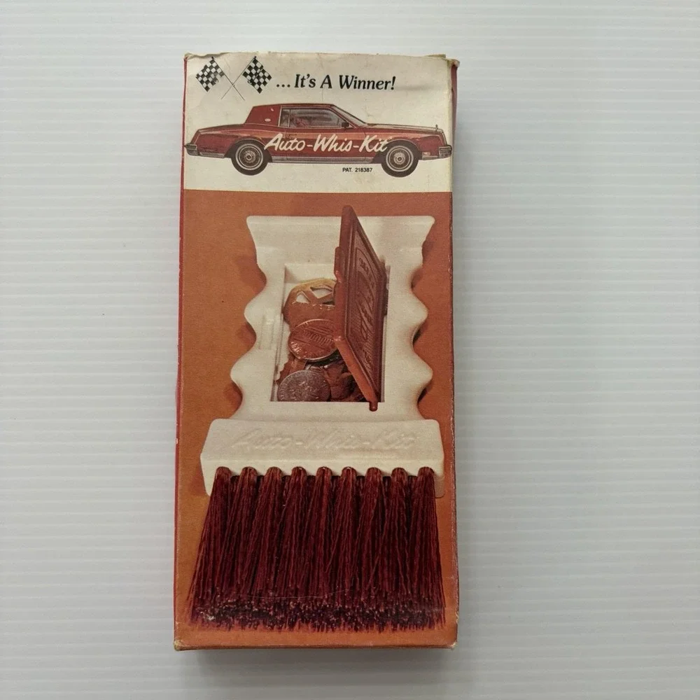 Vintage Auto-Whis-Kit 4-in-1 Tool Kit Scraper Bottle Opener Whisk Broom Coin Box